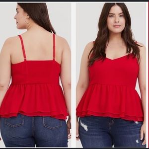 TORRID WOMEN'S Red Chiffon Crop Peplum Cami  TOP